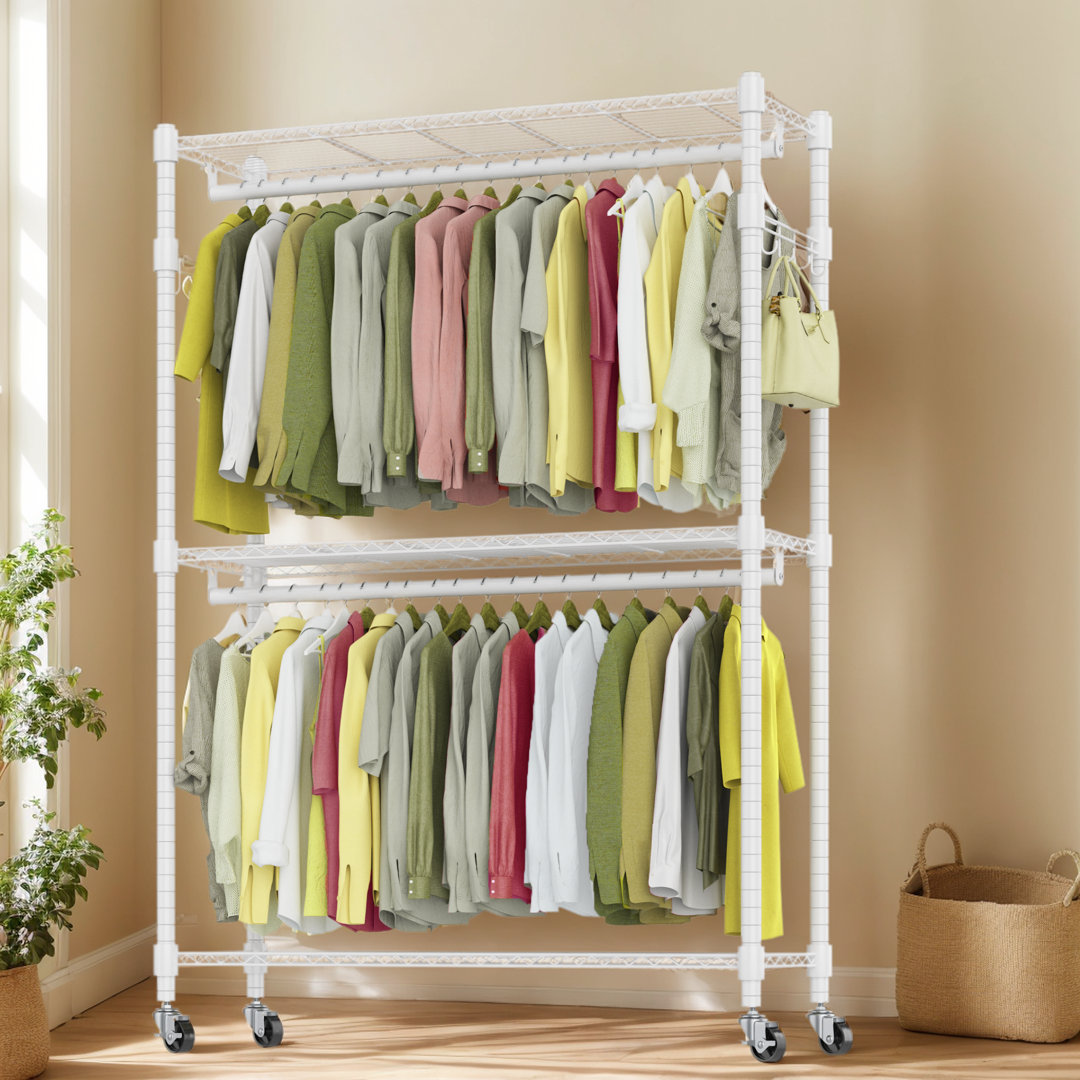 Kaylia 47.2'' Carbon Steel, Stainless Steel Rolling Clothing Rack